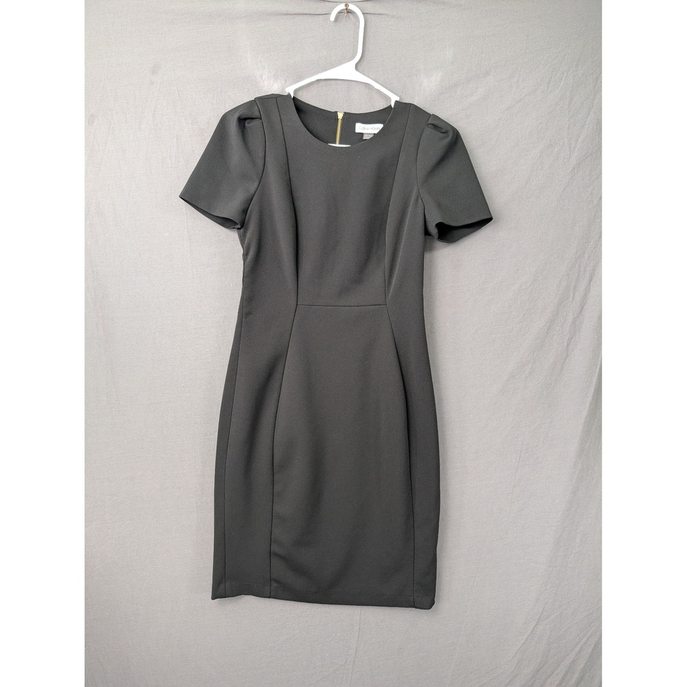 Calvin Klein Black Short Puff Sleeve Sheath Dress‎ CD8C16E1 Size 4